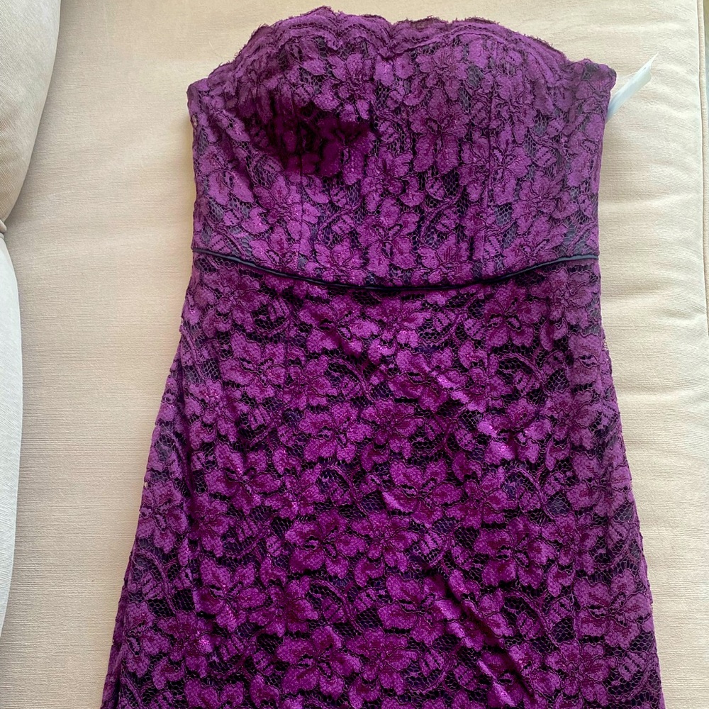 DVF Diane Von Furstenburg NWT Strapless Purple Lace Dress Size 8